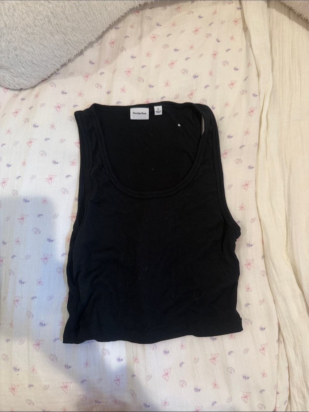 Aritzia Black Ribbed Scoop Neck Tank